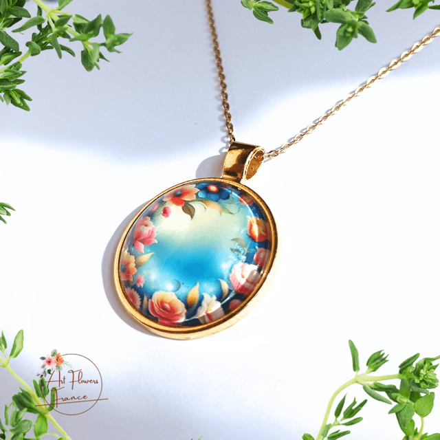 Collier illustré - Guirlande de fleurs