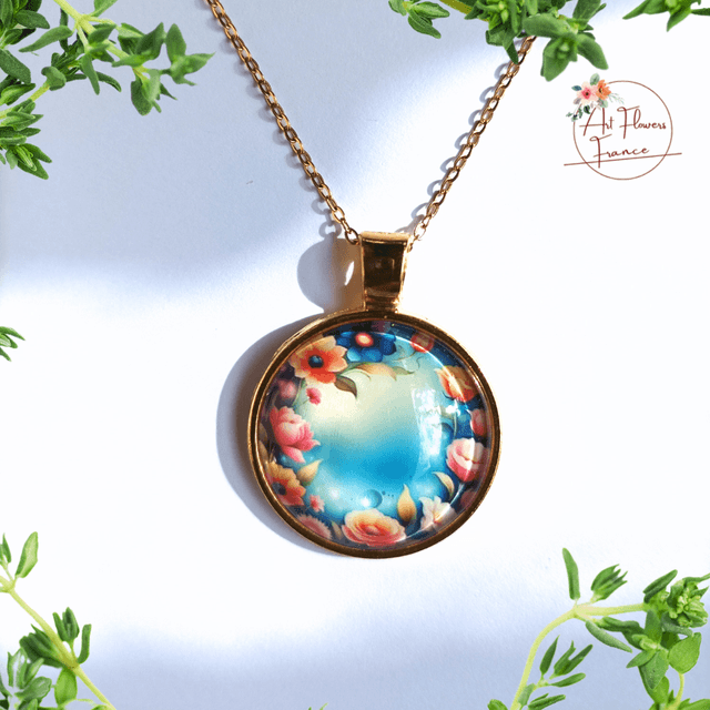Collier illustré - Guirlande de fleurs