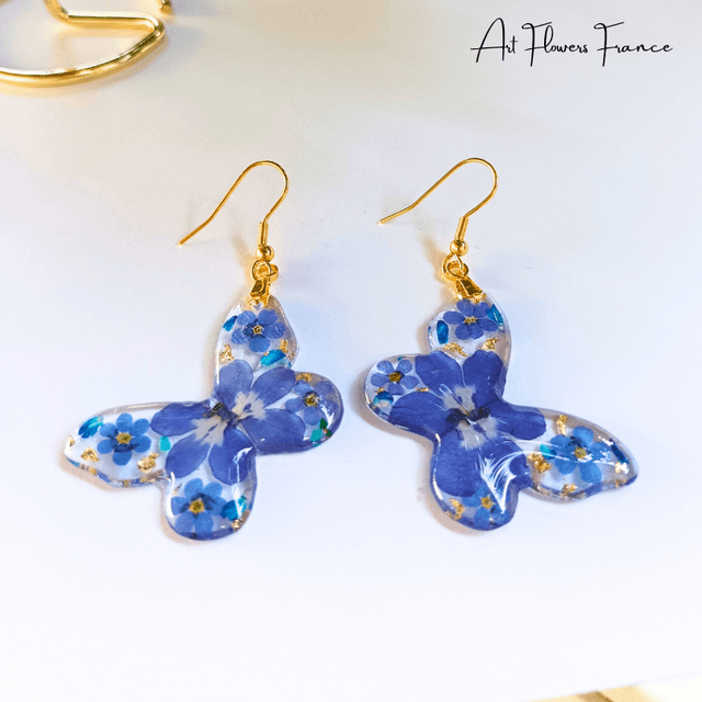 Boucles d&#039;oreilles Myosotis Papillon (Ne m&#039;oubliez pas) 