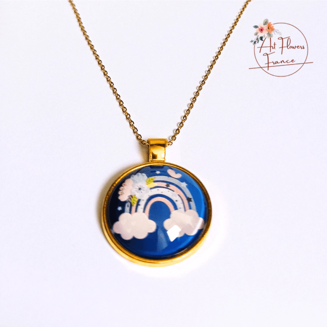 Collier illustré - Arc-en-ciel