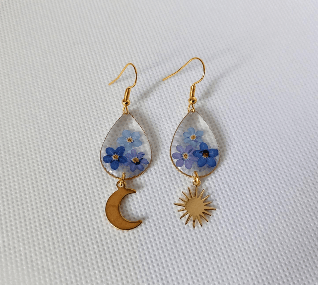 Boucles d'oreilles Myosotis (Ne m'oubliez pas)