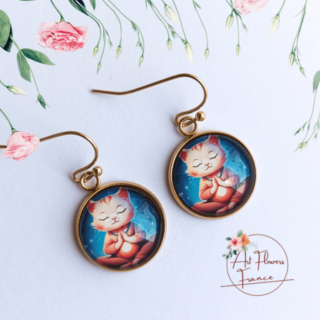 Bijoux illustrés Chaton méditant