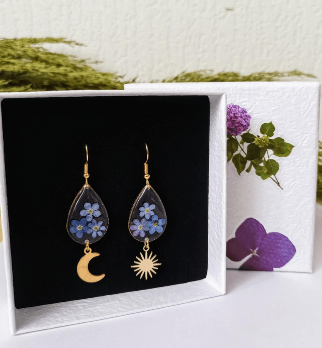 Boucles d'oreilles Myosotis (Ne m'oubliez pas)